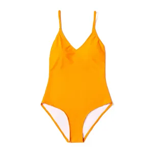 Maillot de bain une pièce de haute qualité, Design orange, Sexy, col en v, sans fil, durable