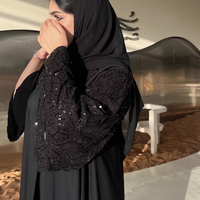 C-194 nouveau 2025 fait à la main perlé Abaya luxe noir Ramadan musulman robe de soirée longue robe femmes