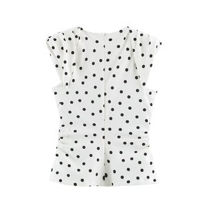 Blusa sin mangas con cuello en V y lunares para mujer, modelo 2026, con hombreras, top de oficina, camisas de trabajo vintage casuales OEM/ODM - Product Image 2
