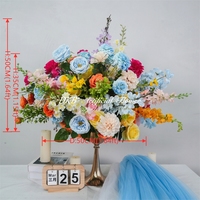 Nouvelles fleurs artificielles les plus vendues, fleurs artificielles en soie, boule de fleurs artificielles, centre de table bleu marine, décoration de mariage, boules de fleurs pour la maison