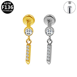 <b>Titanium</b> Cat Head Drop Earring <b>Studs</b> With Crystal For Ear Cartilage Piercing ASTM F136 <b>Titanium</b> Alloy Jewelry - Product Image 4