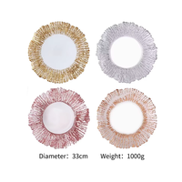 Assiette de Présentation en Verre Transparent Écologique et Sans BPA, Style Minimaliste Doré, Idéale pour Mariages, Hôtels et Restaurants (Vente en Gros)