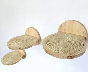 Moderne Mooie Zwaard Touw Muur Houten Kat Stap Groothandel Verkoop Handgemaakte Eenvoudig Design Kattenmeubilair