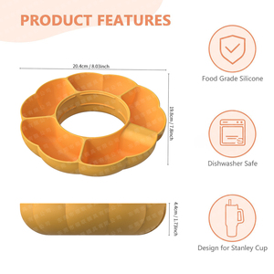 Plateau à collation et support pour anneau en silicone durable en forme de fleur, réutilisable, avec logo personnalisé pour gobelet de 40 oz, design compatible micro-ondes - Product Image 4