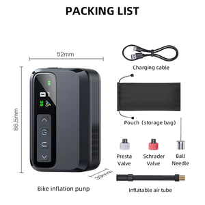 Mini compresseur d'air numérique sans fil <span class=keywords><strong>pour</strong></span> moto et vélo 120 PSI, mini pompe à vélo portable avec valve Presta et Schrader - Product Image 4