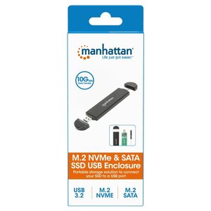 Caja externa para disco duro M.2 PCIe y SATA USB C y USB A Negra I CASE USB31C NGFFM2 - Product Image 2