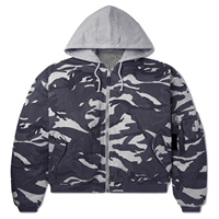Veste streetwear pour homme, veste bomber réversible à capuche en coton sergé camouflage vintage surdimensionnée personnalisée pour l'hiver