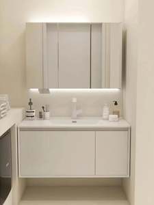 Popular Custom Modern Bathroom Vanities Single Sink Bathroom Vanities with Led <b>Mirror</b> - Product Image 2