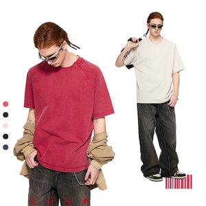 เสื้อยืดผู้ชายสไตล์วินเทจฟอกสี ยี่ห้อ Manufacturer คุณภาพสูง พิมพ์ลายโลโก้แบบ DTG ผ้าฝ้าย 100% ทรงไหล่ตก - Product Image 5