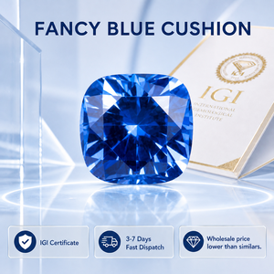 Diamants en vrac VVS bleu vif fantaisie de 1 à 3 carats, taille coussin, avec certification IGI, cultivés en laboratoire CVD pour bijoux – Vente en gros - Product Image 2