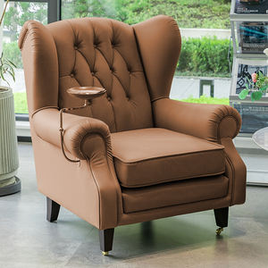 เก้าอี้โซฟาหนังเดี่ยวลายเสือสี่แบบใหม่<span class=keywords><strong>ล่าสุด</strong></span>โซฟาแบบอเมริกันย้อนยุคโซฟาหนังเดี่ยวสำหรับห้องนั่งเล่น - Product Image 1