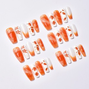 <span class=keywords><strong>Ongles</strong></span> à presser tendance automne/hiver, motif feuille d'érable orange, style international, prêts à l'emploi (UE & US) - Product Image 2