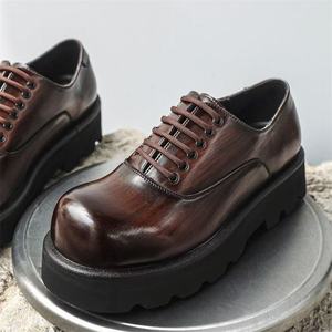 PU Leather Lace-Up Oxfords Men's Casual Dress Shoes <b>Big</b> Head <b>Toe</b> Thick Rubber Sole New Style Office Style Holiday Winter Spring - Product Image 4