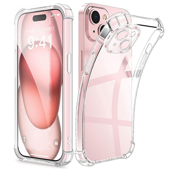 Shockproof TPU Silicone Clear Phone Case for IPhone 11 12 13 14 15 Pro Max Mini Lens Protection Back Case for IPhone X XS XR