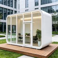 Capsule spatiale en aluminium et acier, design moderne, écologique, couleur personnalisable pour bureau, parc, boutique, café, hôtel, villa