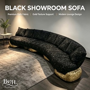 Divano Sezionale Moderno Curvo in Velluto su Misura con Spugna ad Alta Densità e Gambe in Ottone per Soggiorno - Arredamento di Lusso per la <span class=keywords><strong>Casa</strong></span> - Product Image 4