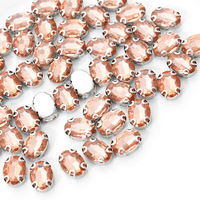 Strass en verre ovale Selina en forme de griffe, 10x14mm, à dos plat, écologiques, pour robe de mariée, costume, à coudre à la main