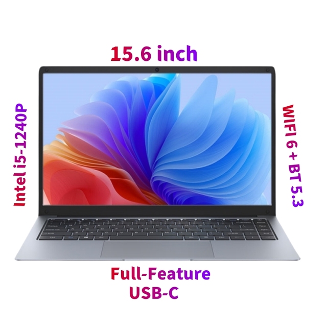 Original NUC 15.6-Inch Pc Notebook WIFI6 Intel Core I5-1240P 12th Gen Win10/win11 Full-Feature USB-C USB 3.2  RJ45 Laptop