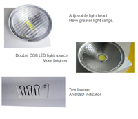 Lumière LED d'urgence incendie à double tête pour intérieur, autonomie de 3 heures, alimentée par batterie, 6W, lithium-ion, plastique ABS, CE, blanc, sortie 24 heures