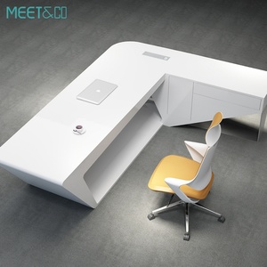Modern Luxury MFC Board Executive Boss Office Desk High-End Home Furniture with L-Shaped <b>Table</b> Factory Design - Product Image 5