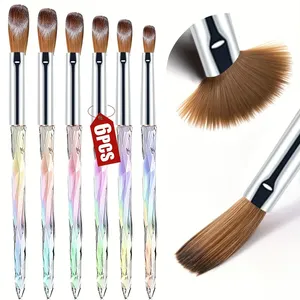 6pcs 3D Carving Brush <b>Kit</b> Acrylic <b>Nail</b> Brush Set Aurora Multi Size Professional Brushes Acrylic Application Powder Extension - Product Image 2
