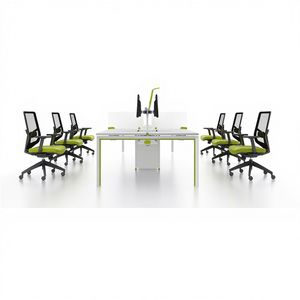 QS-OW-BON02 mfc मेलामाइन 6 वर्कस्टेशन 6 व्यक्ति कार्यालय विभाजन मॉड्यूलर कार्यक्षेत्र - Product Image 1