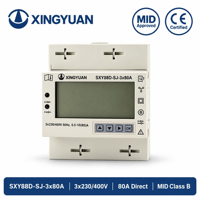 Meter Energi MID Tiga Fasa DIN Rail RS485 Modbus RTU 1000 Imp/kWh Impor/Ekspor Dua Arah untuk Area Umum Pusat Perbelanjaan