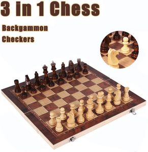 <strong>Wooden</strong> <strong>Chess</strong> <strong>Set</strong> with Folding Storage 3-in-1 <strong>Chess</strong>/Backgammon/Checkers Board for Adults &amp; Kids China - Product Image 2