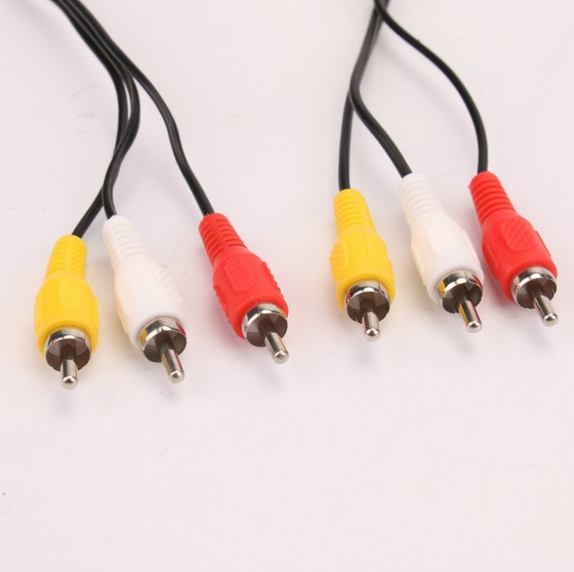 2.8m Stereo 3 RCA to 3 RCA Male to Male Cable with Gold Connectors and Nylon Braided Shielding