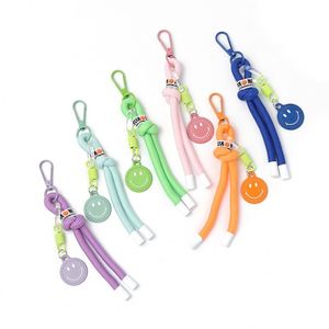 Hot Smiling Face Weaving Mobile Phone Lanyard <b>Backpack</b> <b>Backpack</b> Pendant <b>Simple</b> Color Key Chain Mobile Phone Lanyard Decoration - Product Image 1