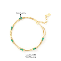 Bijoux Mlluki personnalisés en argent sterling 925, chaîne double à maillons ajustables, pierres de zircon colorées, baguette verte, pour femmes