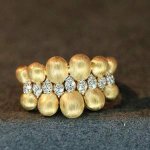 อาซูโอ 18K แหวนทองคำแท้สีเหลืองเพชรธรรมชาติ 0.18 กะรัตหรูหราสำหรับทุกเพศสวมใส่ทุกวันเครื่องประดับของขวัญสำหรับผู้หญิงวันเกิดปาร์ตี้ - Product Image 3