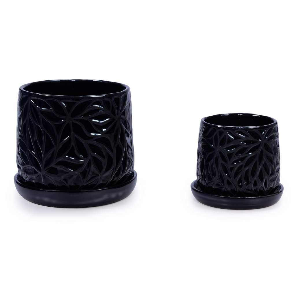 ceramic pot set black