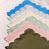 Serviettes de table en lin lavé à la française, bordure brodée festonnée, monogramme personnalisé, tissu de mariage fait main, pour restaurant, vente en gros