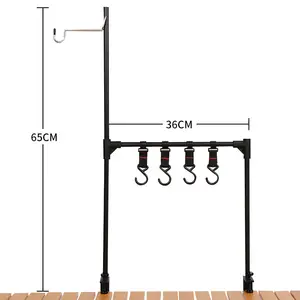 DELANHUWI Camping en plein air cuisine multifonctionnel détachable en alliage d'aluminium étagère support de lampe stockage suspendu support de couverts