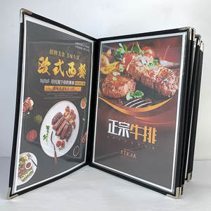 Taille A4 8 pages 16 vue couverture de menu support de menu d'hôtel de haute qualité couverture de menu de bordure en cuir PU - Product Image 6