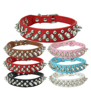 Collar de cuero serpentino suave para mascotas, personalizado, al por mayor, liso, suave, acolchado, Hardware, remache, Collar de perro, Collar con pinchos, suministros para mascotas - Product Image 1