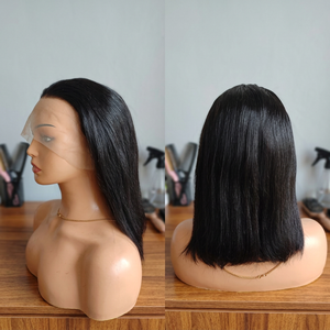 Promotion Letsfly : Perruque courte droite de 38 $ pour femmes noires, densité 220 %, 14 pouces, perruque Lace Front 13x4 en cheveux vierges brésiliens - Product Image 1