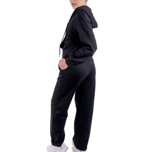 Ensemble sweat-shirt et pantalon de sport pour femme Vetega, couleur unie, avec poches, coupe ample, matière polaire, toutes saisons, longueur longue - Product Image 1