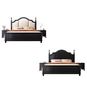 Cama de Madera Estilo Americano de 1.8m de Ancho, Cama Doble Moderna Minimalista, Estilo Retro Francés, Cama de Matrimonio de Lujo Ligero - Product Image 3