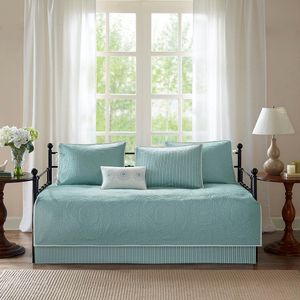 DB 6-Piece Reversible Blue <b>Daybed</b> <b>Cover</b> Set Stylish Bedding for Comfort and Style - Product Image 4