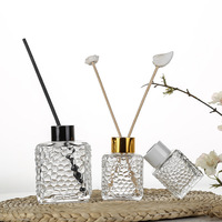 Bouteille diffuseur d'aromathérapie en verre cristal transparent de luxe, forme cube, 500 ml et 100 ml, sans flamme, avec bouchon en liège