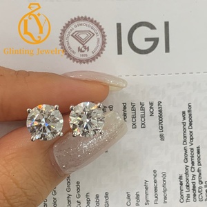 <span class=keywords><strong>Pendientes</strong></span> de Oro Sólido de 10k, 14k y 18k con Diamantes de Laboratorio CVD HPHT de Forma Redonda de 1ct, 1.5ct y 2ct - Product Image 1