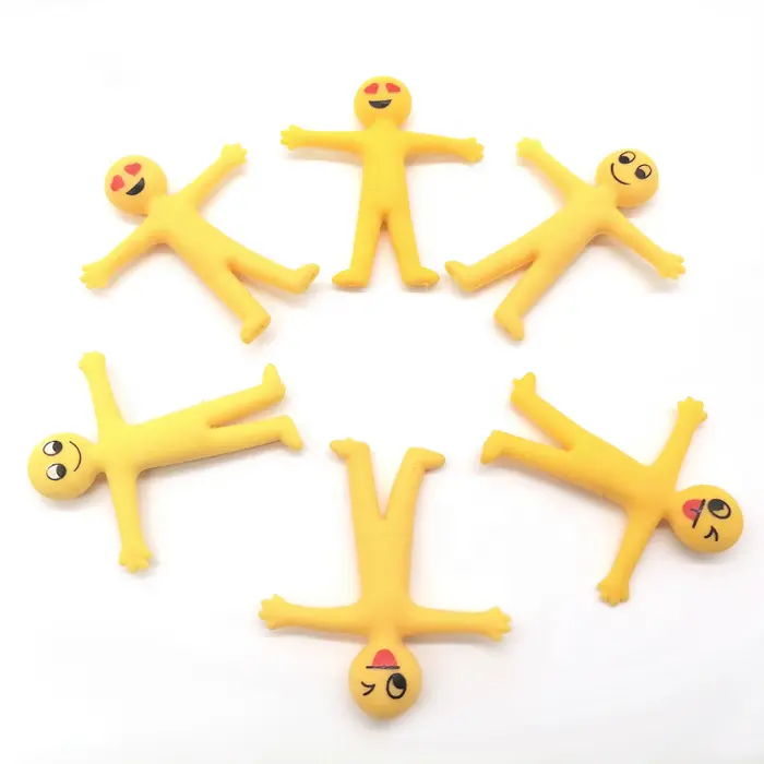 Mini TPR Stress Relief Decompression Smiley Yellow Little Man Bendy Stretchy Sensory toy