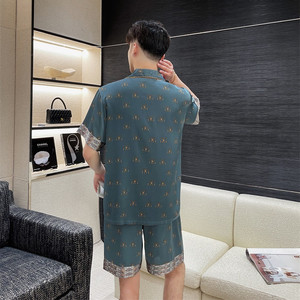 Nighty Designs été glace soie manches courtes vêtements de nuit maison vêtements grande taille hommes pyjamas mince garçons décontracté nuit costume - Product Image 4