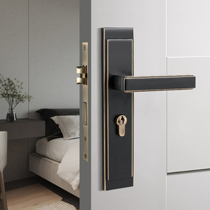 Poignée de porte de luxe en laiton massif, design italien moderne, levier intérieur pour porte principale en bois, ensemble de serrure de confidentialité avec boutons - Product Image 6
