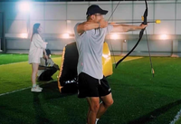 Ensemble d'arc et de flèches de chasse à tir droit noir de 30 à 40 livres avec cordage d'arc - Droitier pour les débutants en chasse