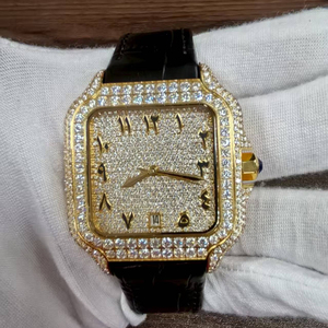 Reloj de pulsera de diamante de moissanita con diseño de lujo de acero inoxidable, joyería de moda, novedad - Product Image 1