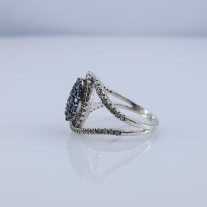 Jewelspaark <b>Diamond</b> <b>Ring</b> 1.11 Cttw Round Cut White And Blue Enhanced Natural Stone 925 Sterling Silver Engagement Jewelry For - Product Image 4