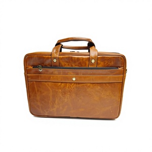 Sac pour ordinateur portable élégant en cuir véritable, grande capacité, portable, robuste, avec bretelles, écologique, pour le bureau et les voyages - Product Image 1